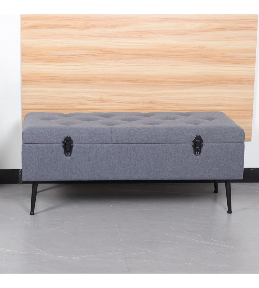 Panchina contenitore bellahome "lisa" in tessuto grigio antracite, 102x44x40 cm